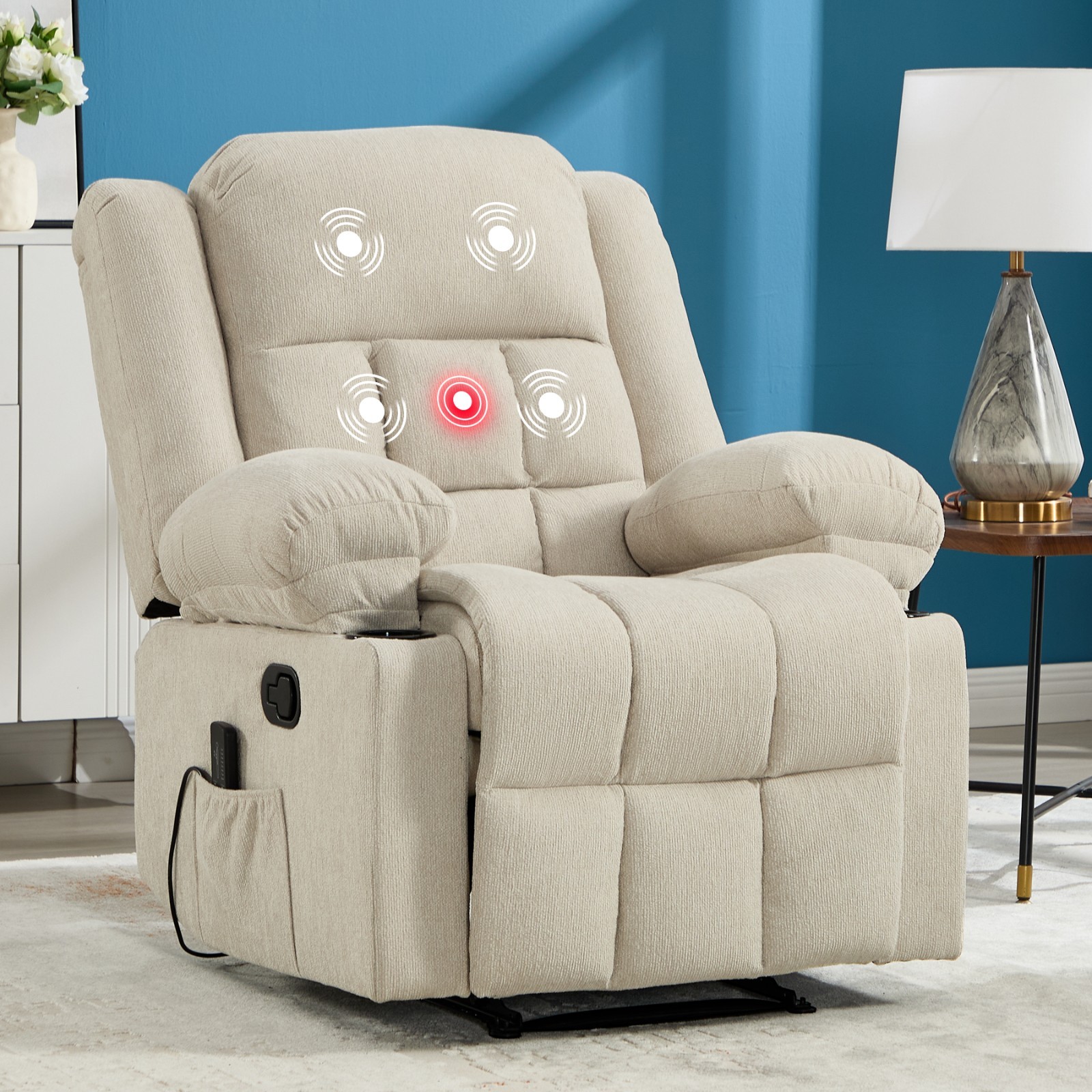 Canmov Massage & Heating Manual Recliner Chair w/ Cup Holders & Storage Pockets gallery