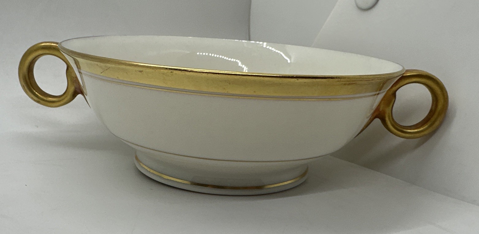 Theodore Haviland New York Berkeley Gold Double Handle Footed Cream Soup Bowl gallery
