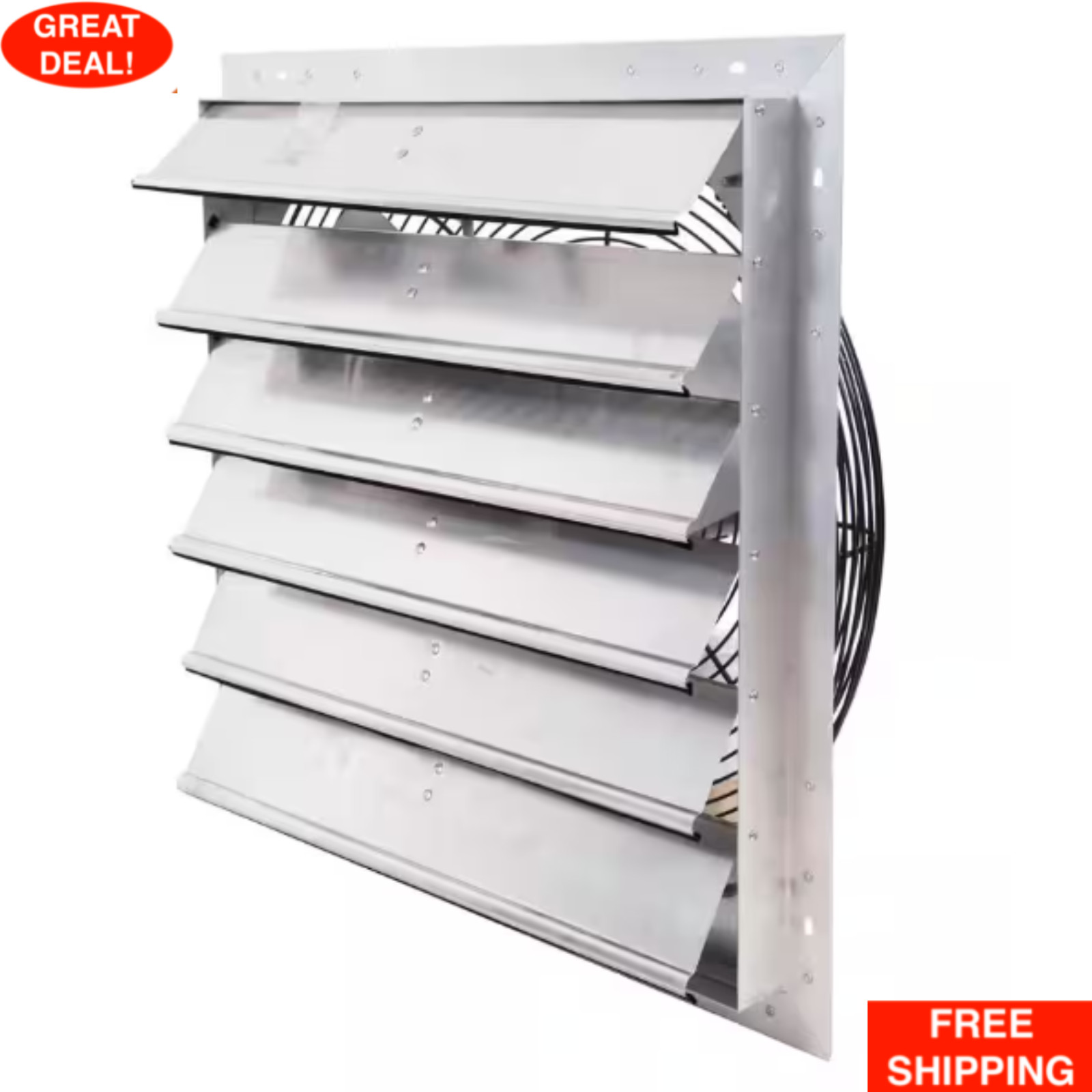 Shutter Exhaust Fan 4450 CFM Wall Mounted Dual Speed 24 in. Propeller Metallic gallery