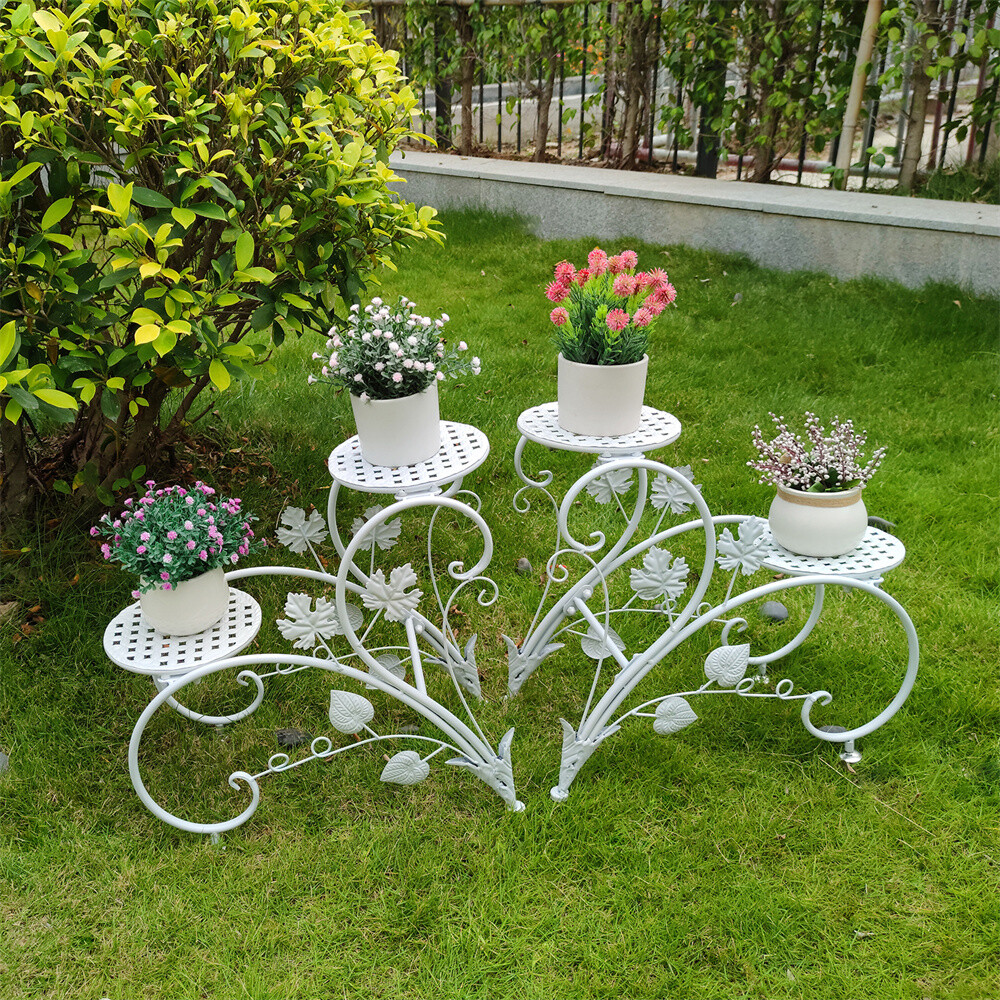 2PCS Half Heart Shaped Metal Plant Stand Flower Pot Holder Shelf Indoor Garden gallery