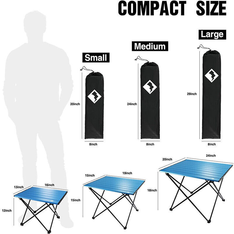 VILLEY Portable Camping Side Table Ultralight Aluminum Folding Beach Table w/Bag gallery