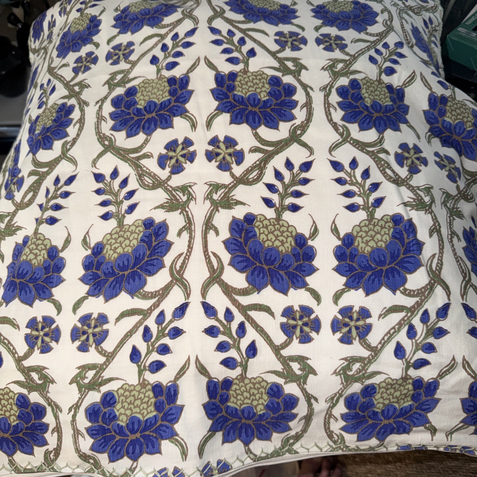 John Robshaw Euro Sham + Feather Insert Gajra Azure Cotton Linen New gallery