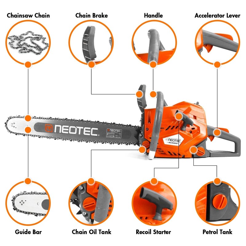 68CC 22'' 24'' Gasoline Chainsaw Powered Wood Cutting Engine Gas Chain Saw 2 Bar gallery