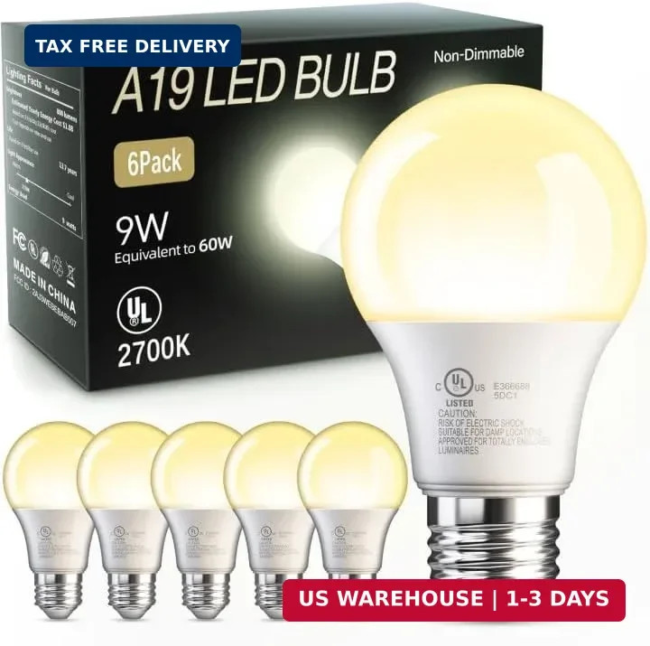 TJOY 6 Pack A19 LED Light Bulbs, 60 Watt Equivalent LED Bulb, Soft Warm White 27 gallery