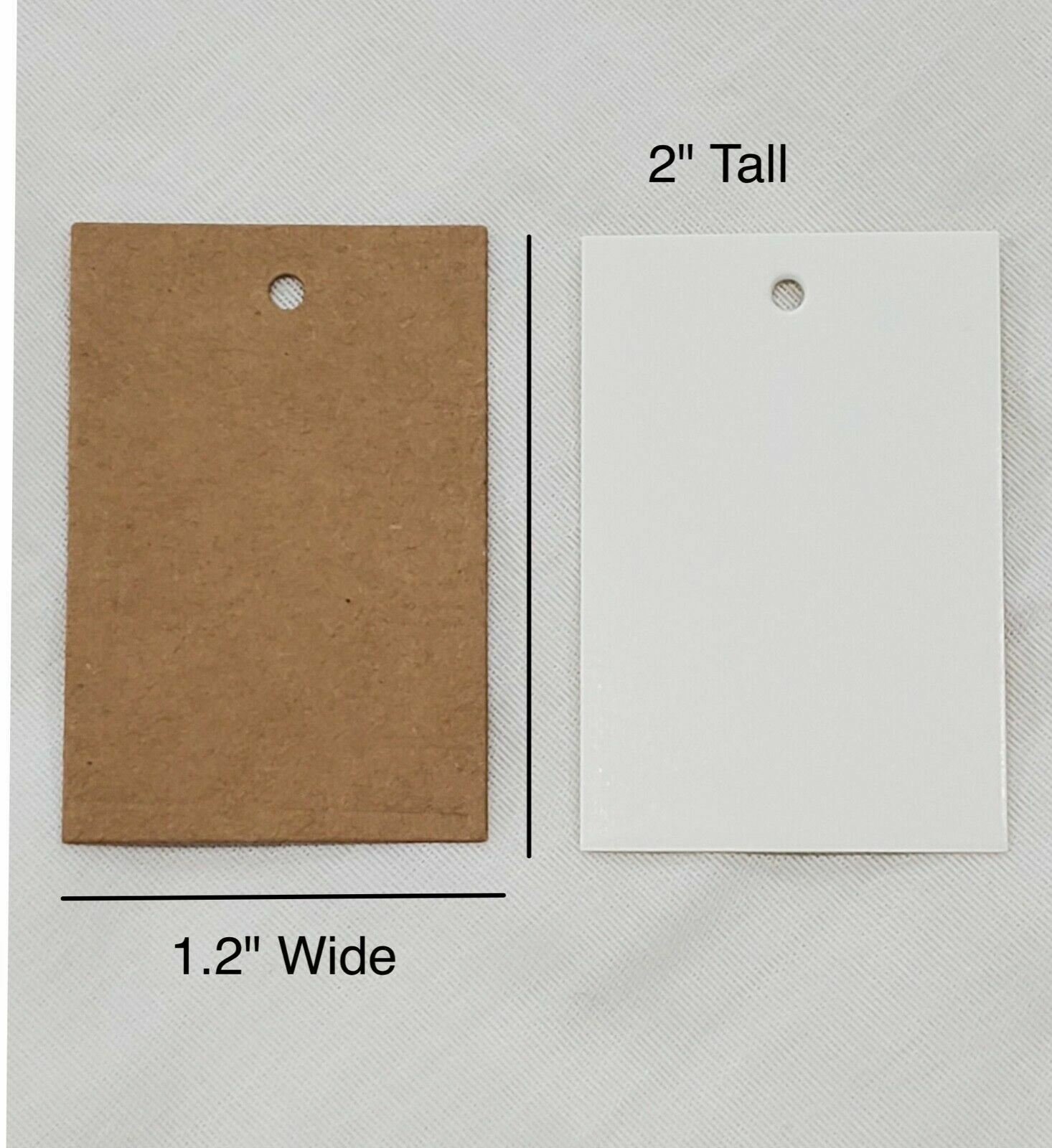 Unstring Gift Hang Tags Price Cardstock Tags In white OR Kraft 1.2" x 2" 100 pcs gallery