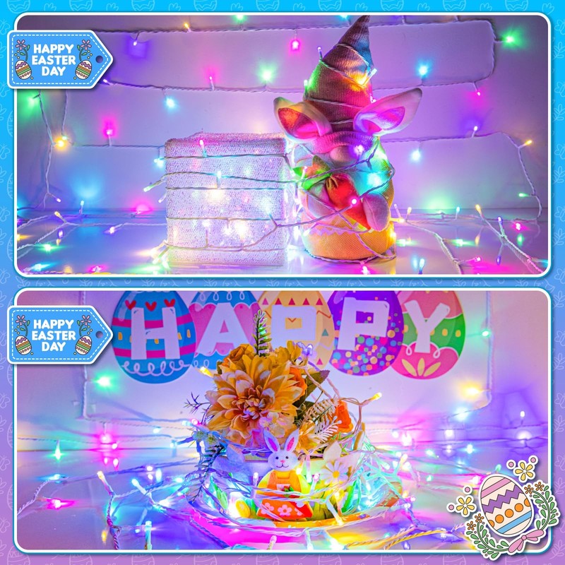 Easter String Lights Battery Operated, Pastel Easter Lights with Timer 16.4ft... gallery