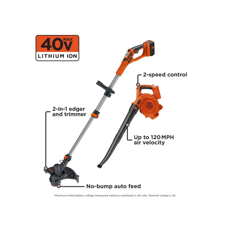 BLACK+DECKER 40V MAX* String Trimmer / Edger and Sweeper Combo - LCC140 gallery