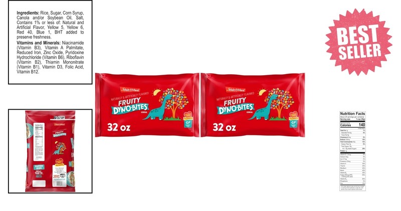 Fruity Dyno Bites: Gluten Free Breakfast Cereal 64 OZ for Family Enjoyment gallery