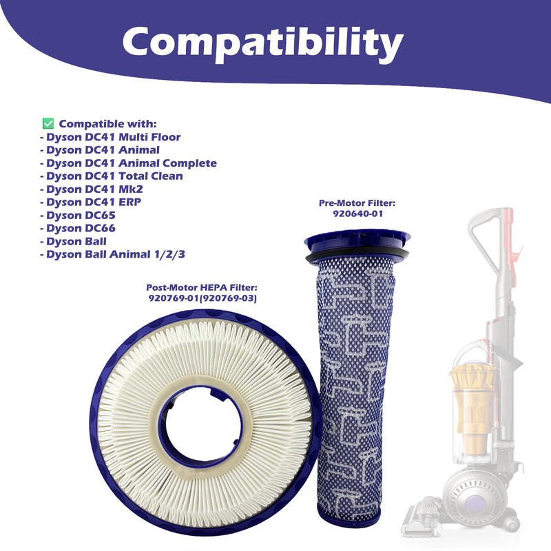 Replacement Set HEPA Pre + Post Filter For Dyson DC41 DC65 DC66 Ball Animal 2 3 gallery