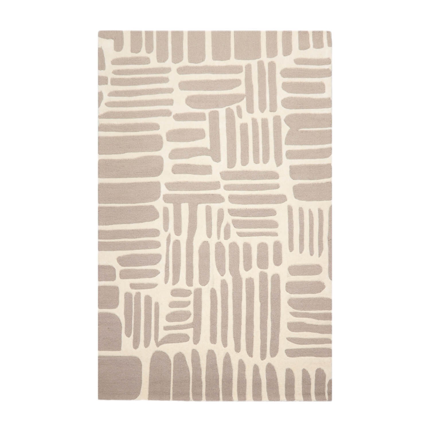 Designer Loop N Cut Pile Handmade Wool Modern Oriental Area Rug Taupe 5' x 8' gallery