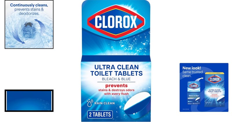 2 Count Bleach & Blue Toilet Tablets with Rain Clean Scent - Effortless Cleaning gallery