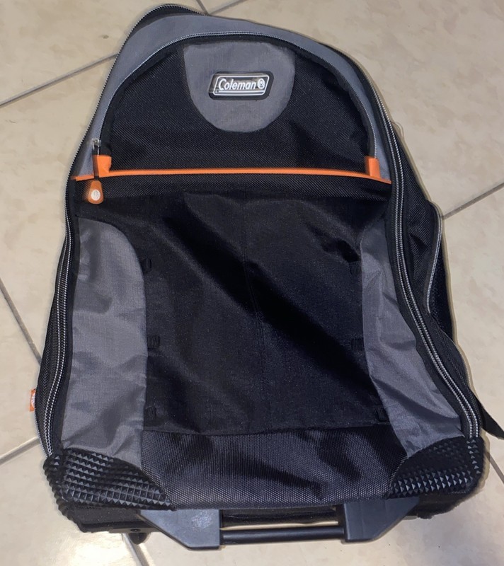 Coleman Rolling Backpack Travel Hiking Bag Telescoping Handle Read