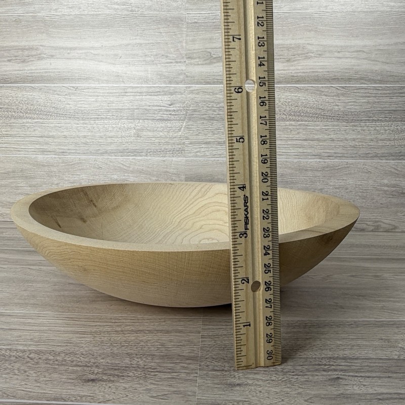 Wood Serving Salad Bowl Solid Single Piece MCM 1970s 1980s Natural Grain Knots gallery