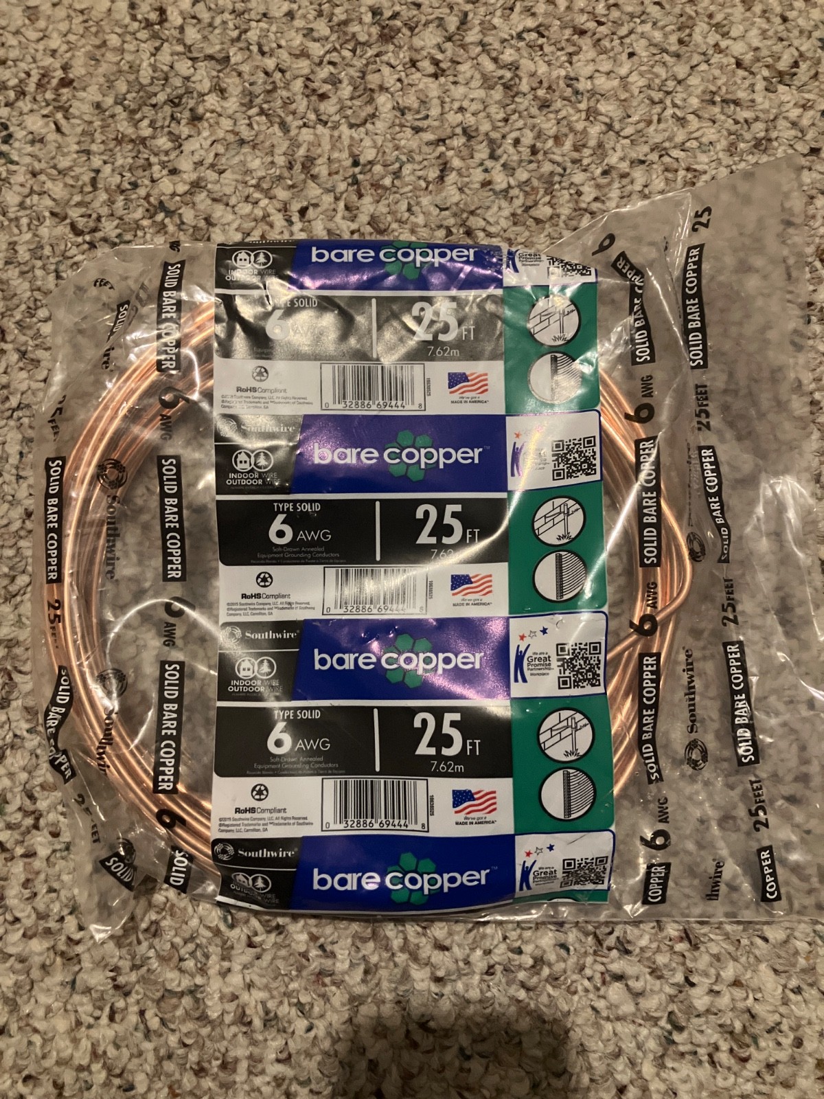 Building Wire, Bare Copper, 6 AWG, 25ft gallery