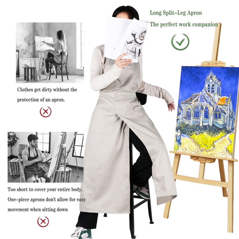 Pottery Split-Leg Make Ceramic Apron Long Split-Leg Artist Painting Apron wit... gallery