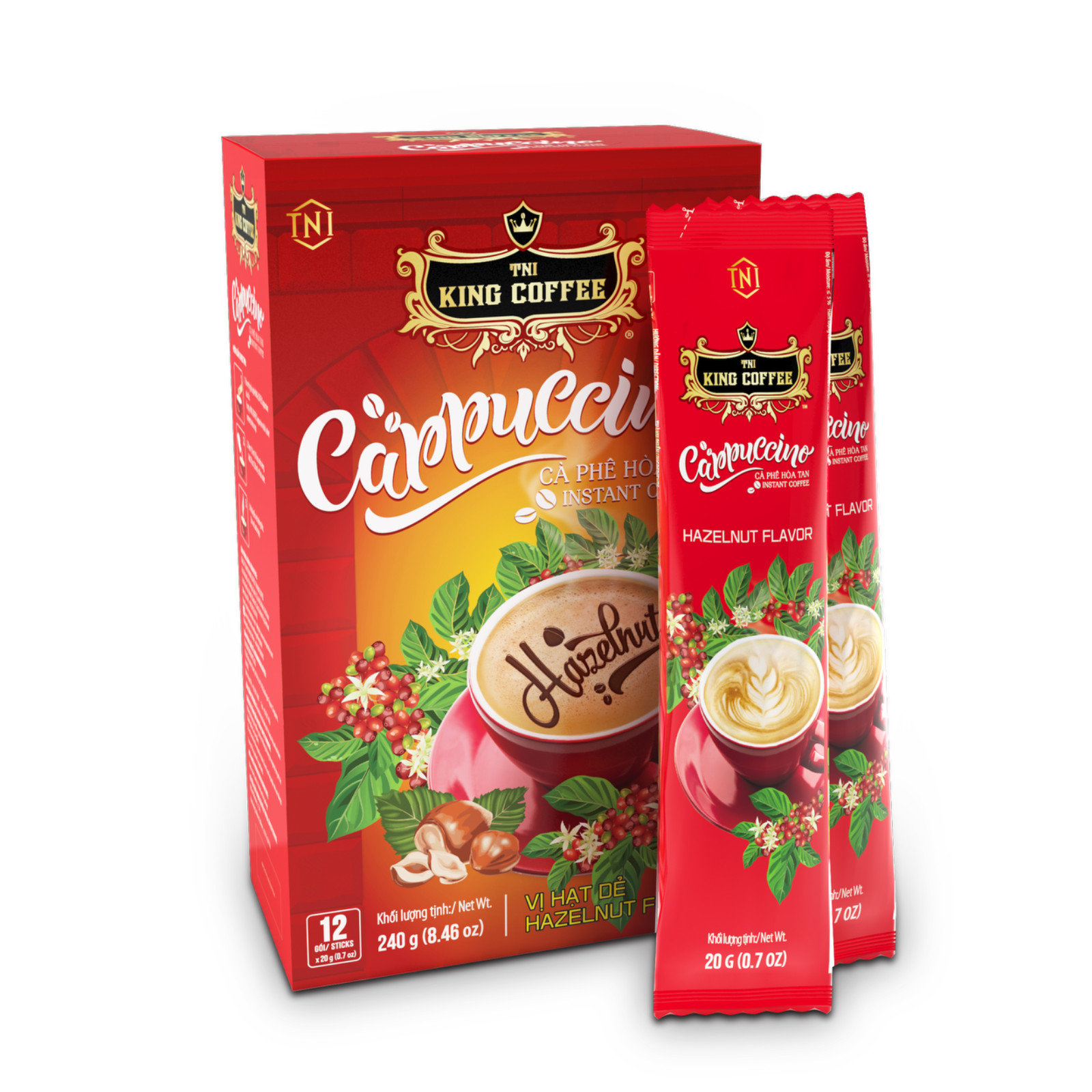 King Coffee - Cappuccino Hazelnut - Box 12 sticks x 20g = 240g ( 1 box) gallery