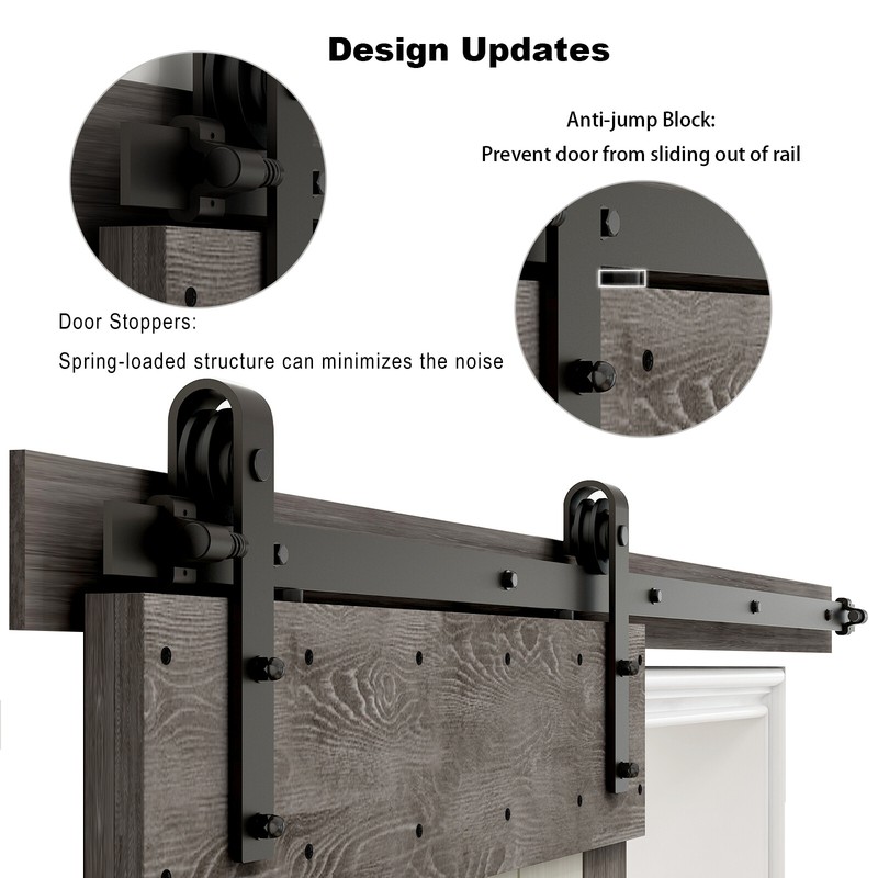 CCJH 4FT-20FT Sliding Barn Door Hardware Kit Track For One/Two Wood Doors gallery