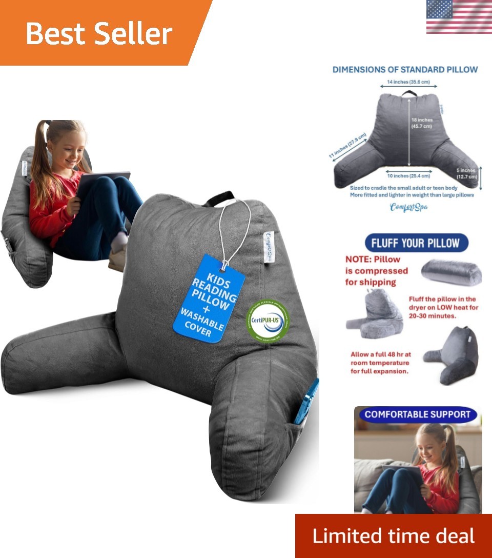 Versatile Bed Rest Pillow for Reading & Relaxation – Adjustable Comfort in Grey gallery