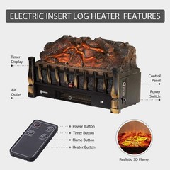 Electric Fireplace Log Insert 20 Inch Quartz Ember Heater Remote