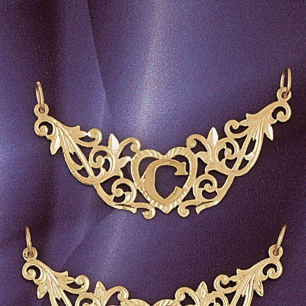 Initial C Heart Charm Pendant 14k Gold (1 Gram) gallery