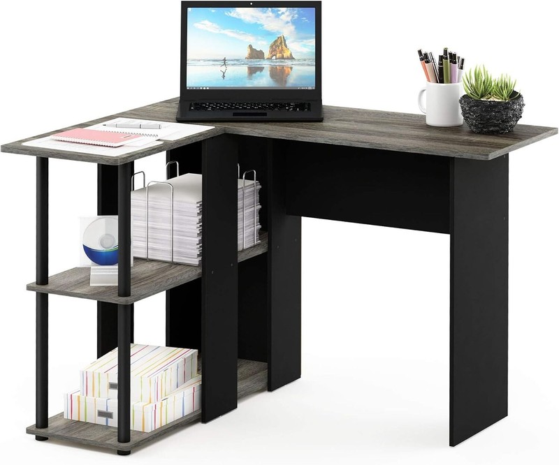 Contemporary L-Shape Computer Desk with Two Shelves for Efficient Organization gallery