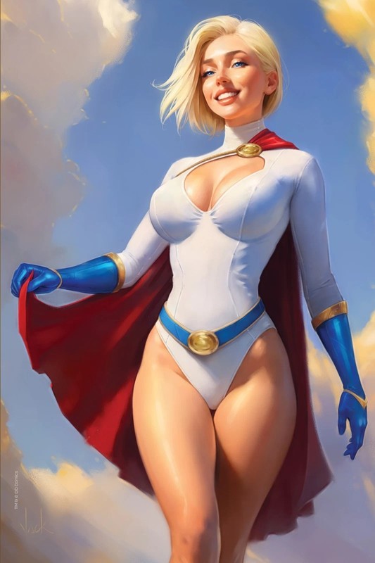 Power Girl Action Comic Book Cover Issue 1053 Sky Poster print 16"x24" wall art gallery
