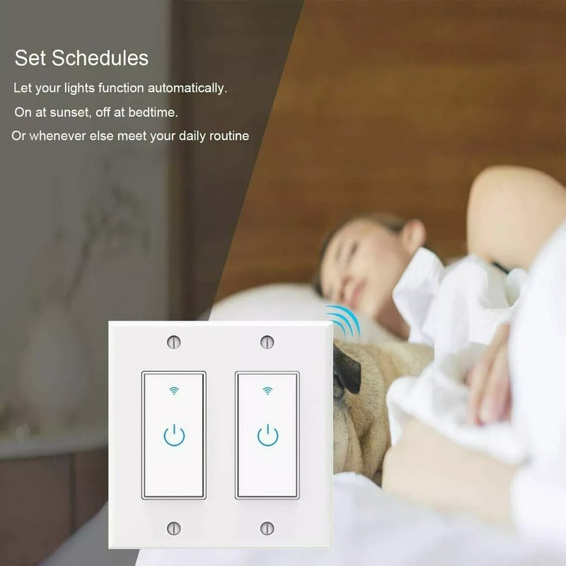 WiFi Smart Switch 2-Gang Wall Light Switch Remote for Alexa & Google IFTTT US gallery