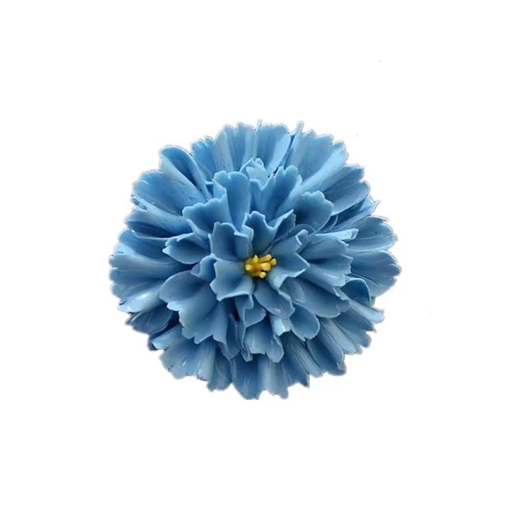 Ceramic Wall Art - 3D Flower Wall Decor, Handmade Hanging Sculpture (Blue, Ca...