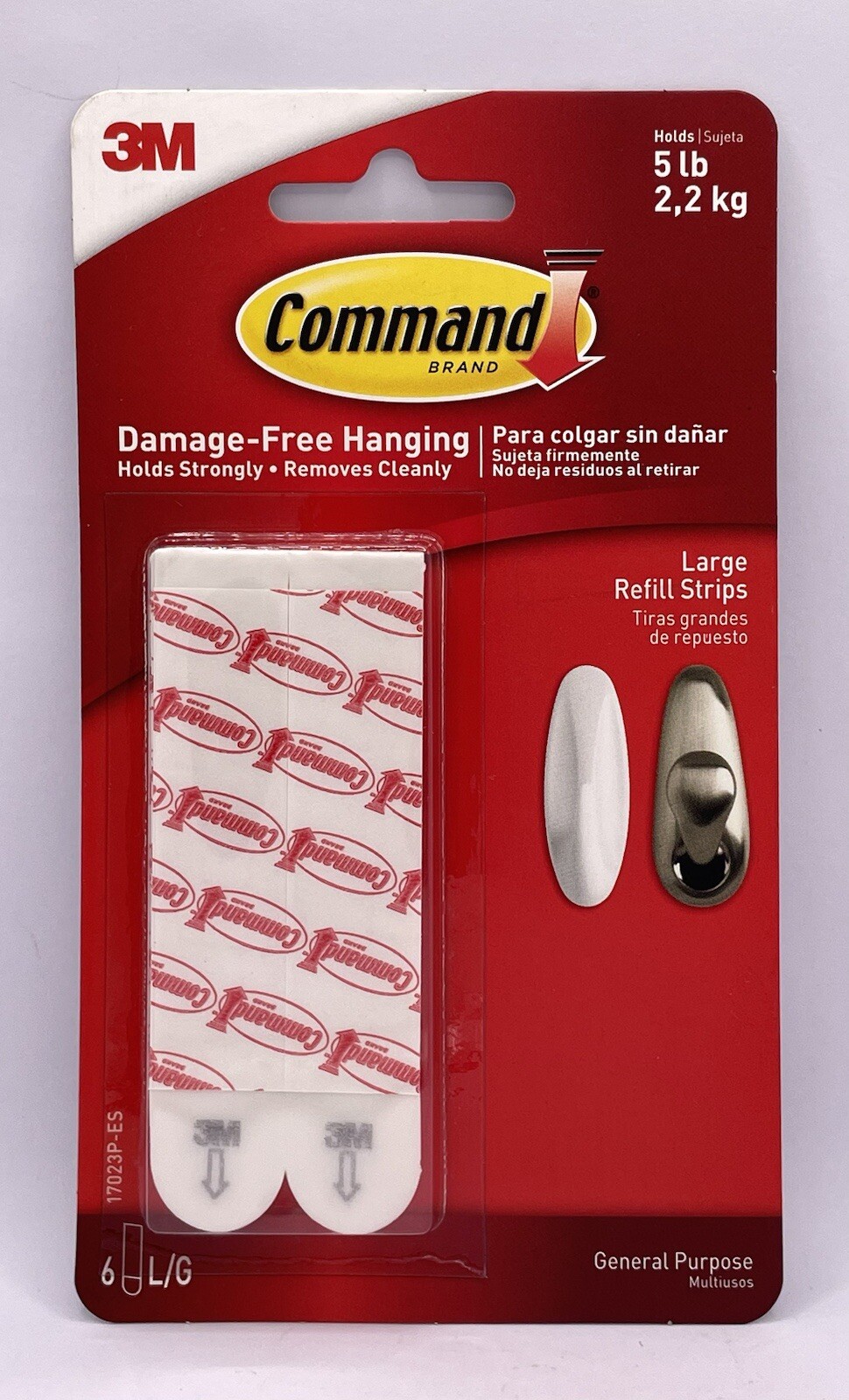 3M Command Brand (6) Six Large Refill Strips Holds 5 Pounds #17023P NEW Sealed gallery