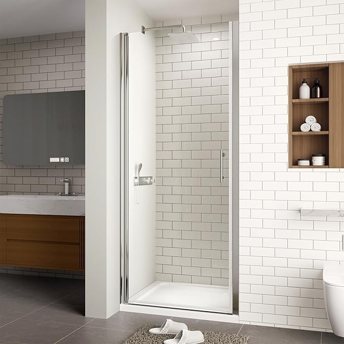 28–29.4" x 72" Frameless Pivot Shower Door Clear 1/4" Tempered Glass Chrome gallery