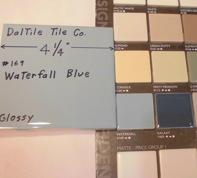 5 pcs. Waterfall Blue: 4-1/4" Glossy Ceramic Tile by Daltile, Light Blue, NEW gallery