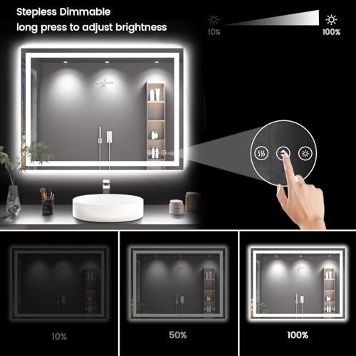 40X30 LED Bathroom Mirror with Lights, Anti-Fog, Backlit + Front 40"L x 30"W gallery