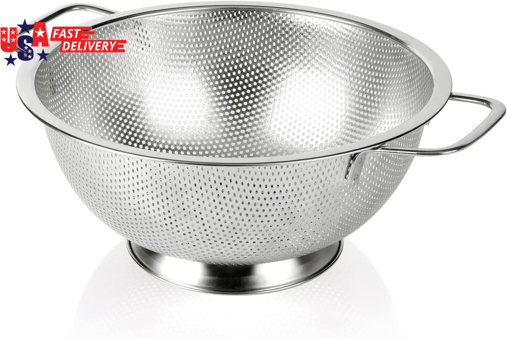 Colander Stainless Steel 3-Quart, Strainer for Kitchen Food, Dishwasher Safe