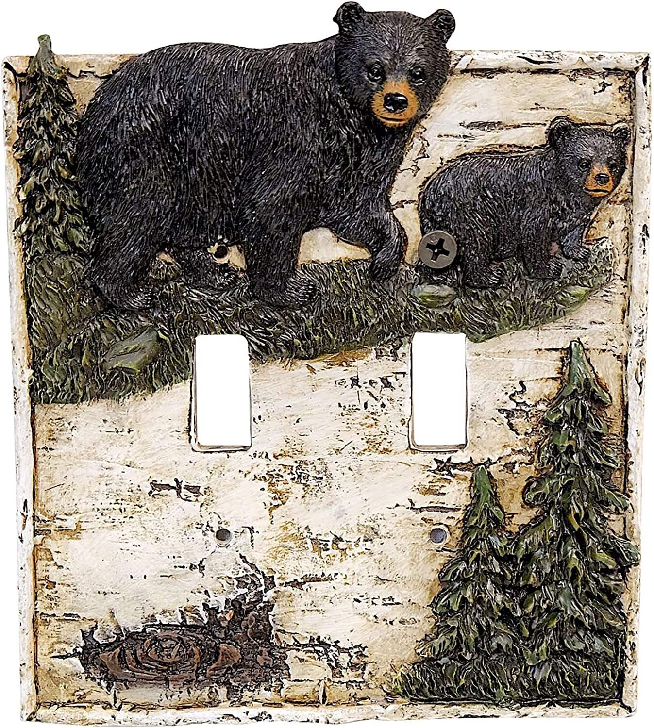 Bear Pine Tree Double Light Toggle Switch Cover Wall Plate Cabin Lodge Decor gallery