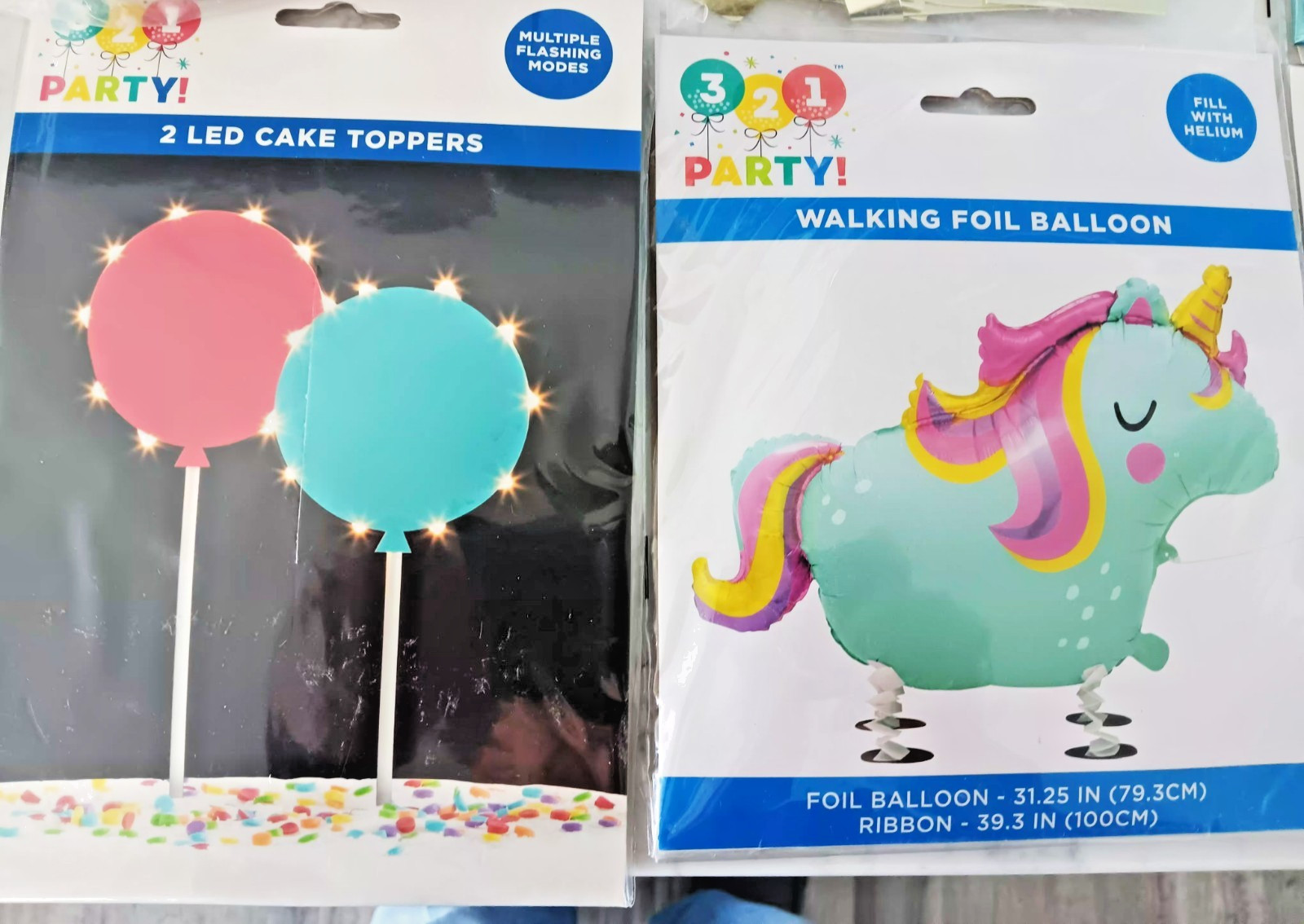 NEW 321 Party! Birthday Balloons LED CAKE TOPPER, HATS, BIRTHDAY BANNER gallery