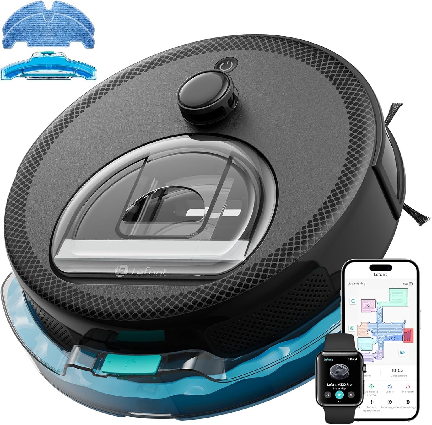 LiDAR Robot Vacuum and Mop 450ml Visible Dustbin Upgraded 190° PSD Obstacle gallery