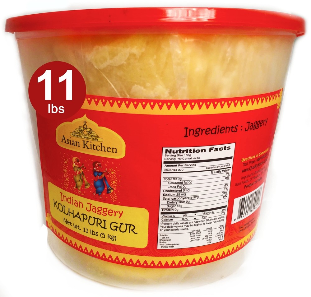 Asian Kitchen Kolhapuri Gur (Jaggery) 175oz (11lbs) 5kg PET Jar