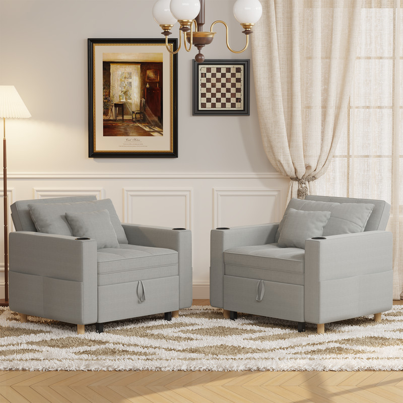 Sleeper Chair 38" Extra Wide Convertible Chair Bed 3-in-1 Pull Out Single Sofa gallery