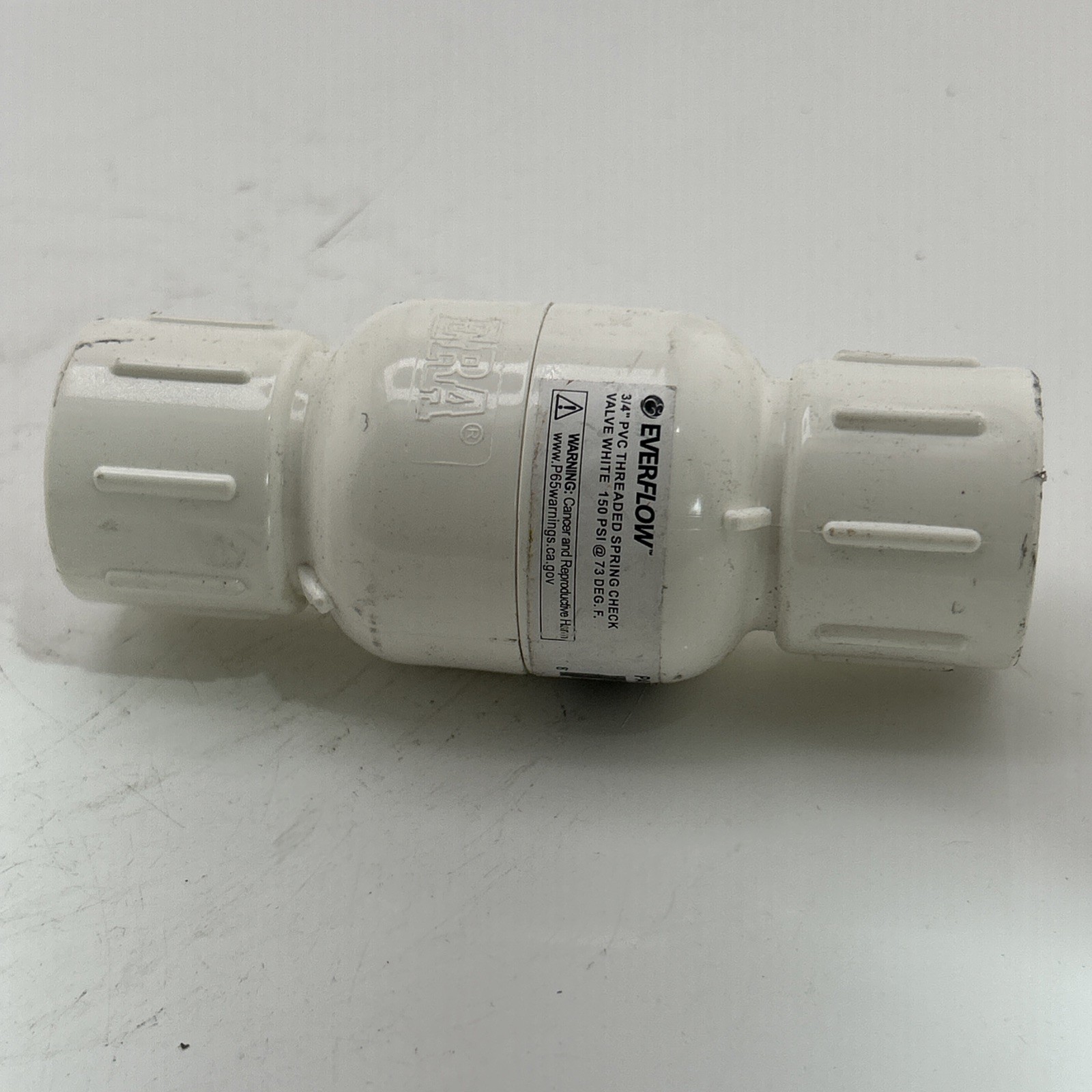EVERFLOW 290T034 3/4'' PVS THREADED SPRING CHECK VALVE, WHITE 150 PSI gallery