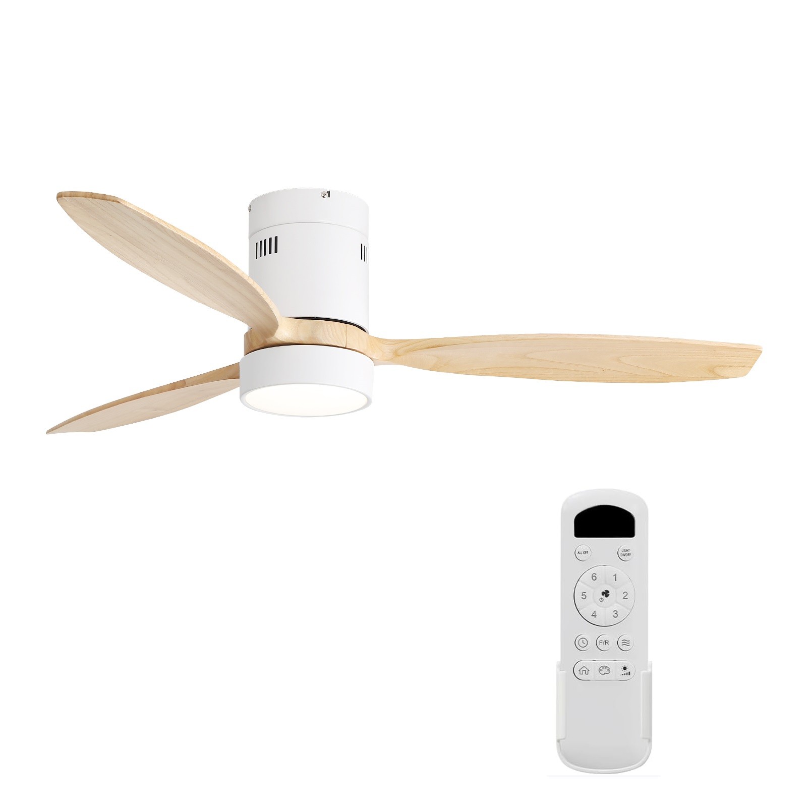 Sofucor 52 inch Solid Wood Low Profile Ceiling Fans w/ Lights and Remote Bedroom gallery