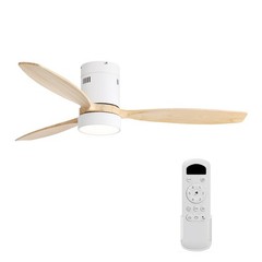 Sofucor 52 inch Solid Wood Low Profile Ceiling Fans w/ Lights and Remote Bedroom