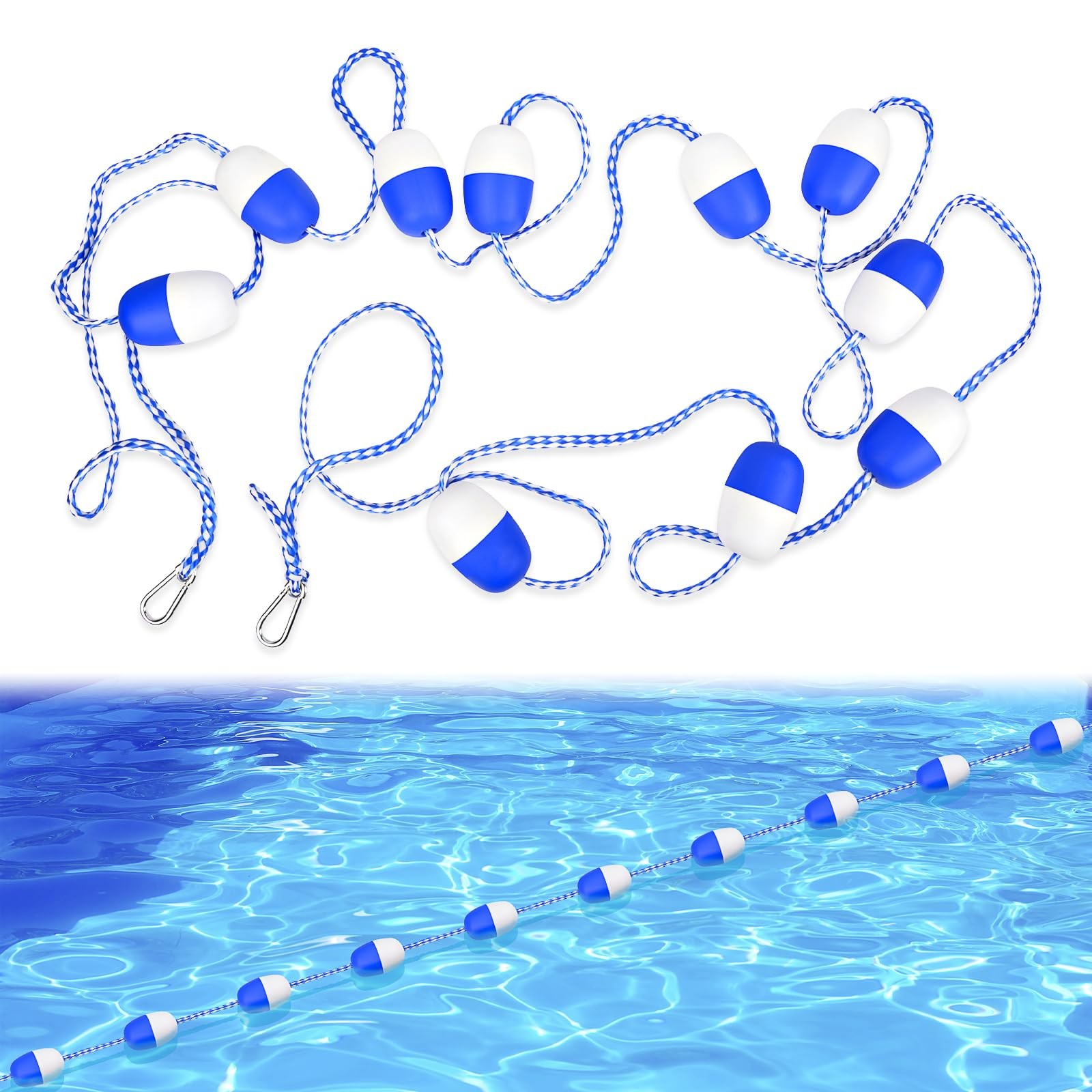 Pool Safety Rope Floats Buoy - 15ft-22ft Adjustable Floating 15ft-22ft, Blue gallery