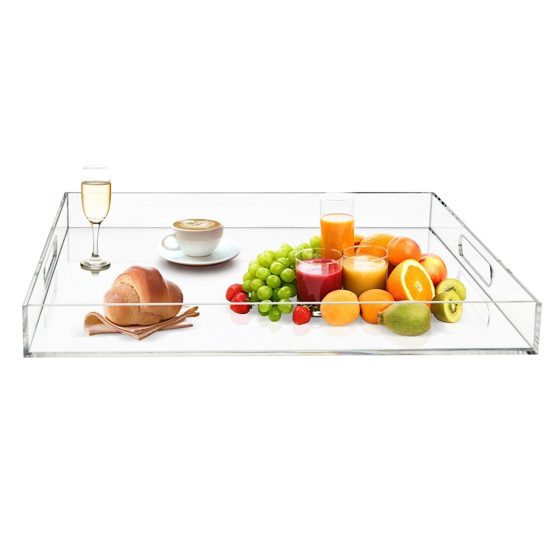 Oversize Clear Extra Large Acrylic Serving Tray 18.9 Inch Food Tray W/ Handles gallery