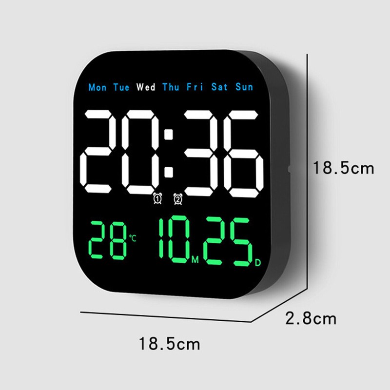 LED Large Digital Wall Clock Remote Control Temperature Date Week Display Set gallery