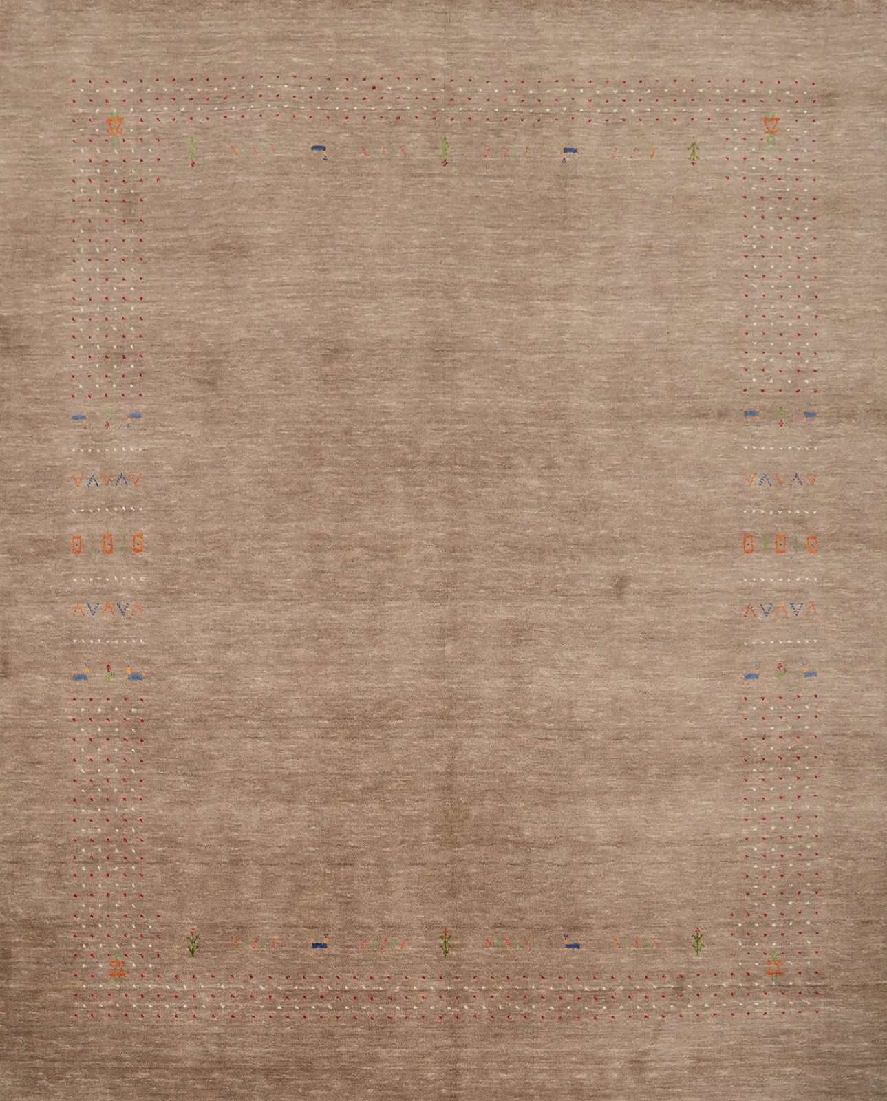 Hand-made Gabbeh Square Area Rug 8x8 with Intricate Border Accents carpet gallery