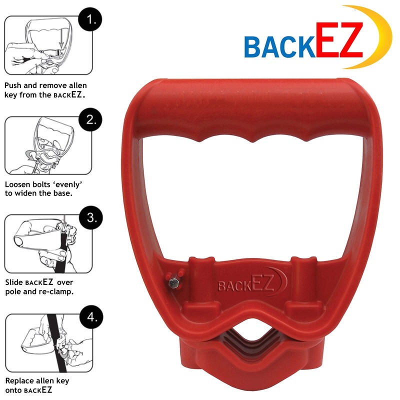 BackEZ Back-Saving Tool Handle Attachment, EVR-Grip Upgrade, Labor-Saving Red gallery
