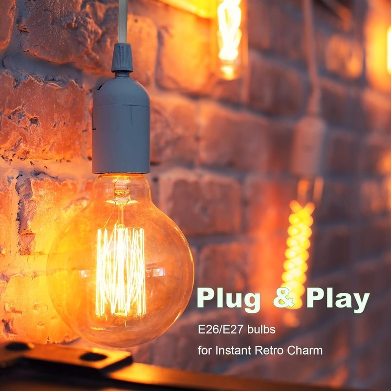 Hanging Pendant Light Cord E26/E27 - Plug In Light Socket for Vintage Fixtures gallery