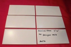 6 pieces: #61 Designer White: Matte Ceramic Subway Tiles by American Olean, NEW