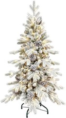 4-9Ft PreLit Snow Flocked Christmas Tree Artificial Skinny Pencil Fir Xmas Tree