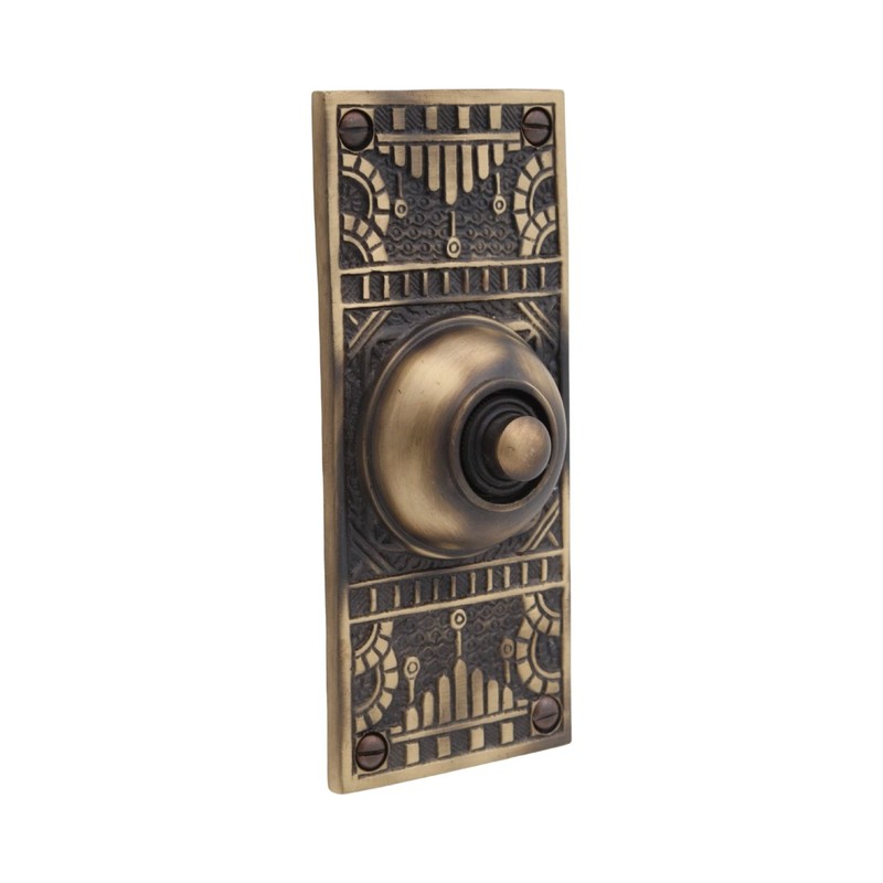 Victorian Style Push Button Solid Cast Brass Doorbell - 3 Finish Choices gallery